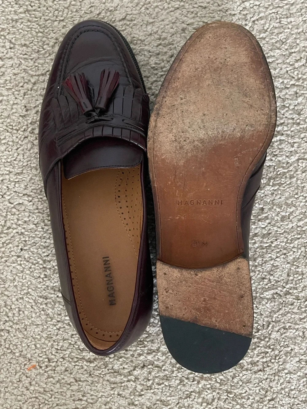 Men's Magnanni Dress Loafer 9341 Burgundy Tassels Kiltie Size 10 W Made in Spain
